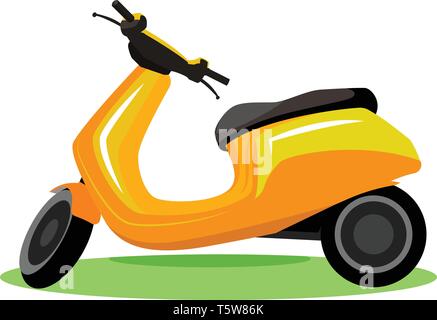 Yellow modern scooter vector illustration on white background. Stock Vector