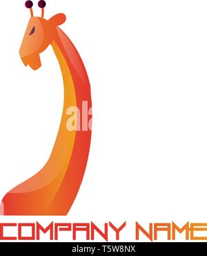 Orange and red simple logo vector illustration of a giraffe on white background Stock Vector