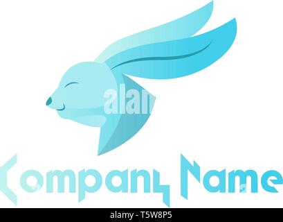 Light blue rabbit head vector logo illustration on a white background Stock Vector