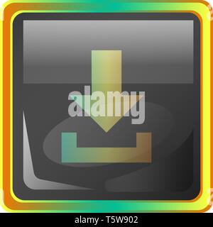Download grey square vector icon illustration with yellow and green details on white background Stock Vector