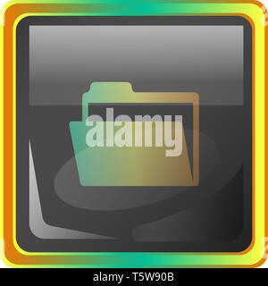 Files grey square vector icon illustration with yellow and green details on white background Stock Vector
