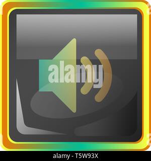 Speaker grey vector icon illustration with colorful details on white background Stock Vector