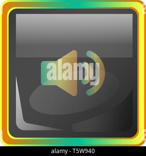 Volume up grey vector icon illustration with colorful details on white background Stock Vector