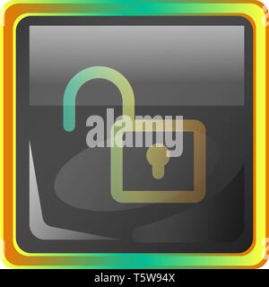 Unlock grey vector icon illustration with colorful details on white background Stock Vector