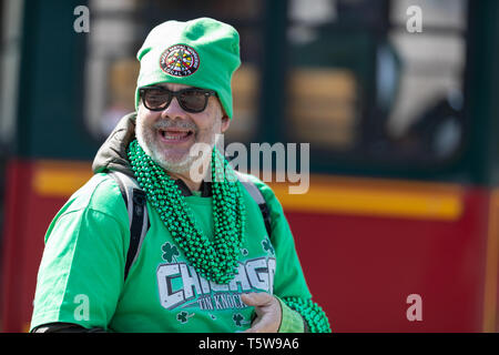 Chicago, Illinois, USA - March 16, 2019: St. Patrick's Day Parade, Stock Photo