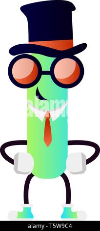 Neon letter I with hat and sunglasses vector illustration on white background Stock Vector