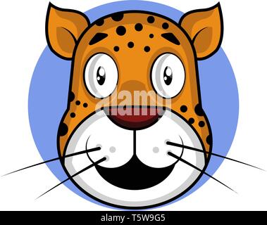 Happy cartoon leopard vector illustartion on white backgorund Stock Vector