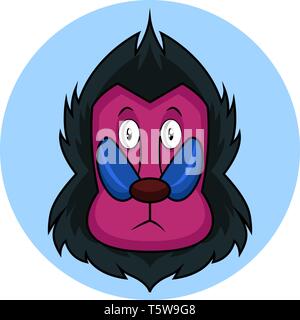 Cartoon monkey with pink face vector illustration on white background Stock Vector