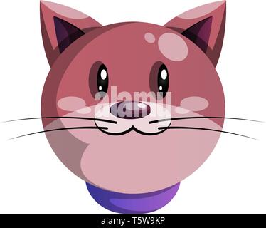 Simple purple cartoon cat vector illustartion on white background Stock Vector