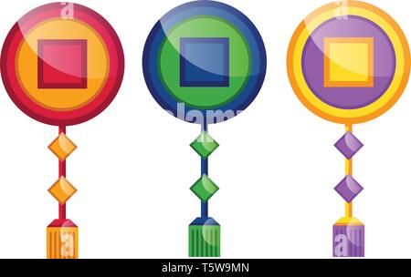 Three different decoration pieces vector illustration Stock Vector
