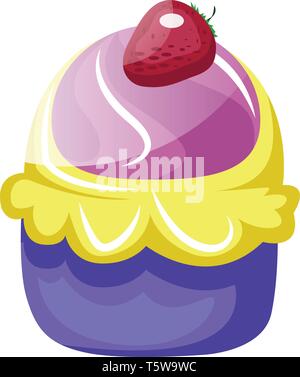 Three colored cupcake with strawberry illustration vector on white background Stock Vector