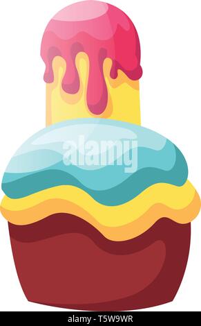 Double frosted cupcake illustration vector on white background Stock Vector