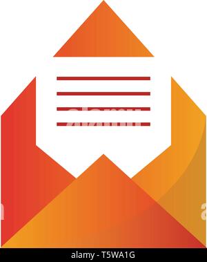 Letter inside orange envelope vector illustration on a white background Stock Vector