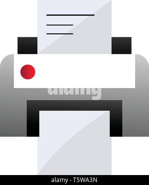 Grey and white printer vector illustration on a white background Stock Vector
