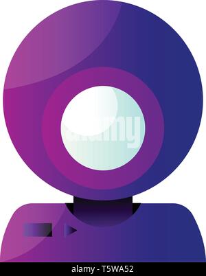 Vector icon illustration of a purple round webcam on white background Stock Vector