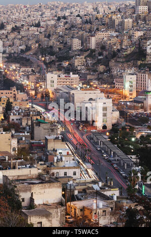 Cityscape of Amman capital city in Jordan, Middle East in evening Stock Photo