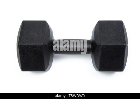 Pair of black dumbbells isolated on a white background. Stock Photo