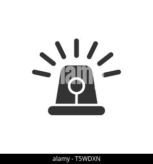 Emergency siren icon in flat style. Police alarm vector illustration on white isolated background. Medical alert business concept. Stock Vector