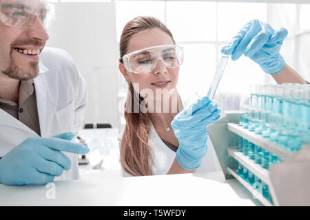two scientists doing tests in the laboratory.photo with copy space Stock Photo