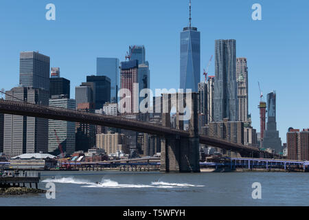 Nature, culture and food. It's all unique in New York. Wake up to the beautiful city of Brooklyn and see all the gorgeous buildings america worked on. Stock Photo