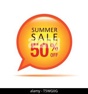 summer sale speach bubble 50 percent off vector illustration EPS10 Stock Vector