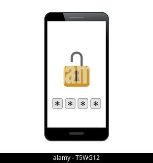 lock password protected smartphone pin code vector illustration EPS10 Stock Vector
