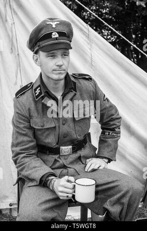 Waffen SS Kriegsberichter (War Reporter) Re-enactor Stock Photo