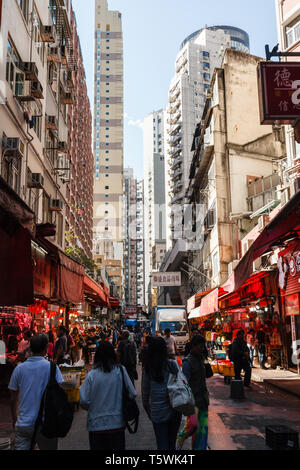 Bowrington Road, Wan Chai district in Hong Kong Stock Photo