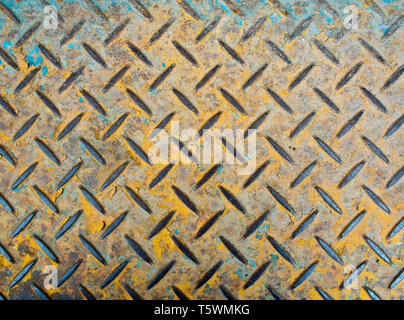 Texture of floor made by Checker plate Stock Photo