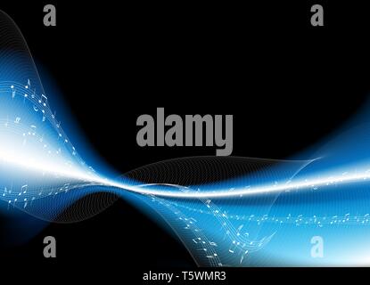 Blue music theme on black background Stock Vector