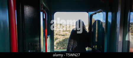 Traveling in the Train 'El Chepe'  Chihuahua, Mexico Stock Photo