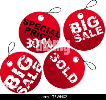 Sale Tag Rund Vector set of round sale tags with golden details, isolated on white ...