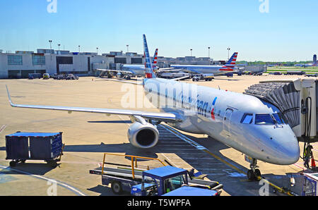 PHILADELPHIA, PA -23 APR 2019- An airplane from American Airlines (AA)  at the Philadelphia International Airport (PHL). Stock Photo