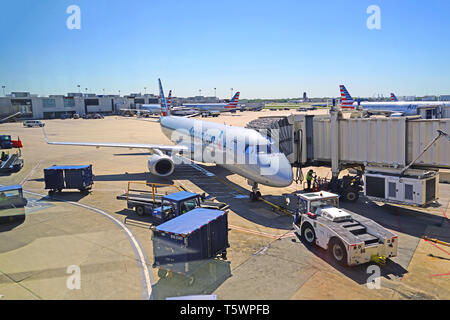 PHILADELPHIA, PA -23 APR 2019- An airplane from American Airlines (AA)  at the Philadelphia International Airport (PHL). Stock Photo