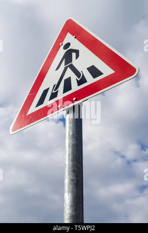 German road sign: Zebra crossing Stock Photo