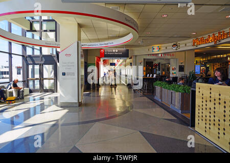 PHILADELPHIA, PA -23 APR 2019- Inside the terminal at the Philadelphia International Airport (PHL). Stock Photo