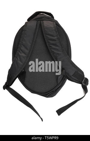 School Backpacks. Backpacks for schoolchildren, students, travellers and tourists. Back to School, back side, isolated on black background.  , High re Stock Photo