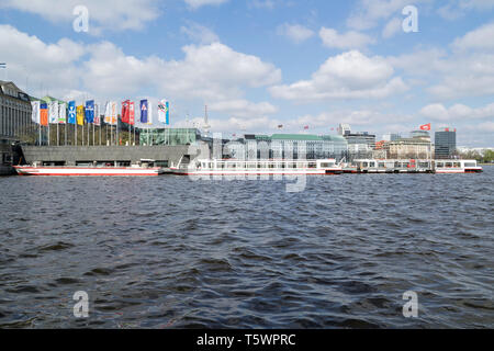 pleasure boats on the Inner Alster in Hamburg, Germany Stock Photo