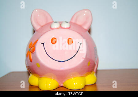 Close up of pink piggy bank - savings concept Stock Photo