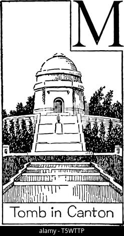 The tomb of 25th President of the United States Mr. William McKinley in Canton Ohio vintage line drawing or engraving illustration. Stock Vector