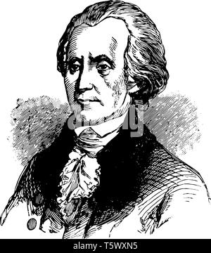 Richard Henry Lee 1732 to 1794 he was an American statesman from Virginia famous for the motion in the second continental congress vintage line drawin Stock Vector