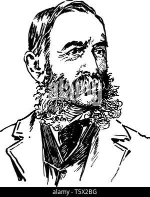 Daniel Coit Gilman 1831 to 1908 he was an American educator and academic third president of the University of California and first president of Johns Stock Vector