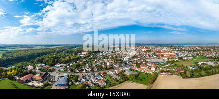 Aerial view to the town of Dillingen in northern swabia Stock Photo