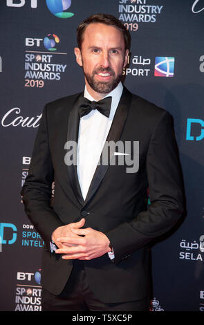 LONDON, ENGLAND - APRIL 25: Gareth Southgate appears on the red carpet ahead of the BT Sport Industry Awards 2019 at Battersea Evolution on April 25,  Stock Photo