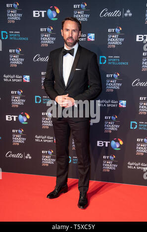 LONDON, ENGLAND - APRIL 25: Gareth Southgate appears on the red carpet ahead of the BT Sport Industry Awards 2019 at Battersea Evolution on April 25,  Stock Photo