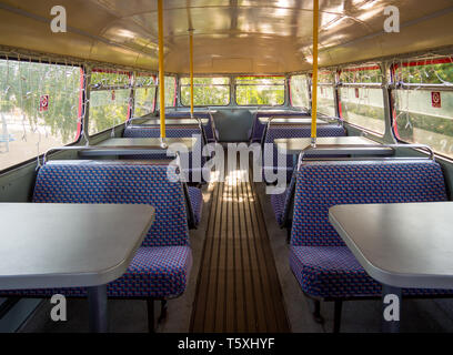 Interior design salon of the old bus-cafe Stock Photo