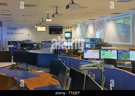 GENEVA, SWITZERLAND -4 APR 2019- View of the European Organization for Nuclear Research (CERN), the largest particle physics laboratory in the world. Stock Photo