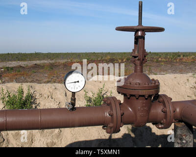 Oil bolt on a pipeline. Stock Photo