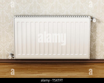 Radiator hanging on the wall. 3D illustration. Stock Photo