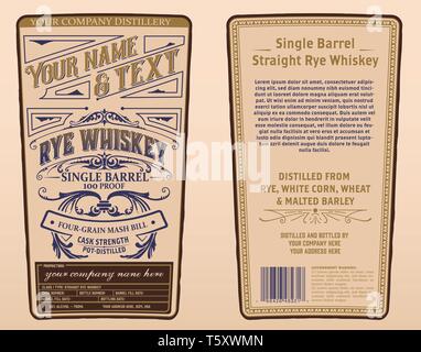 Vintage Whiskey label for packing. Vector layered Stock Vector